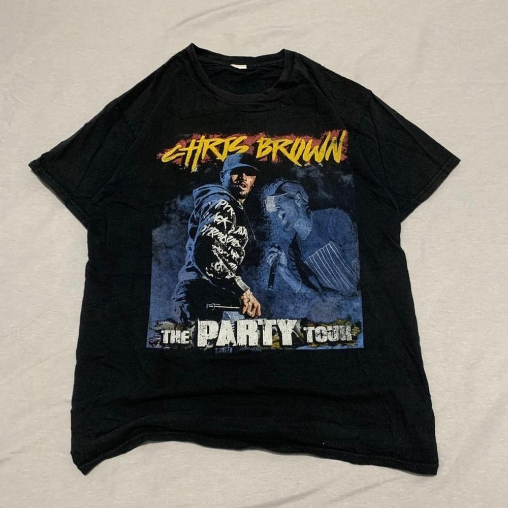 Chris Brown The Party Tour 2017 Concert Tee Black Mens Streetwear Band Shirt